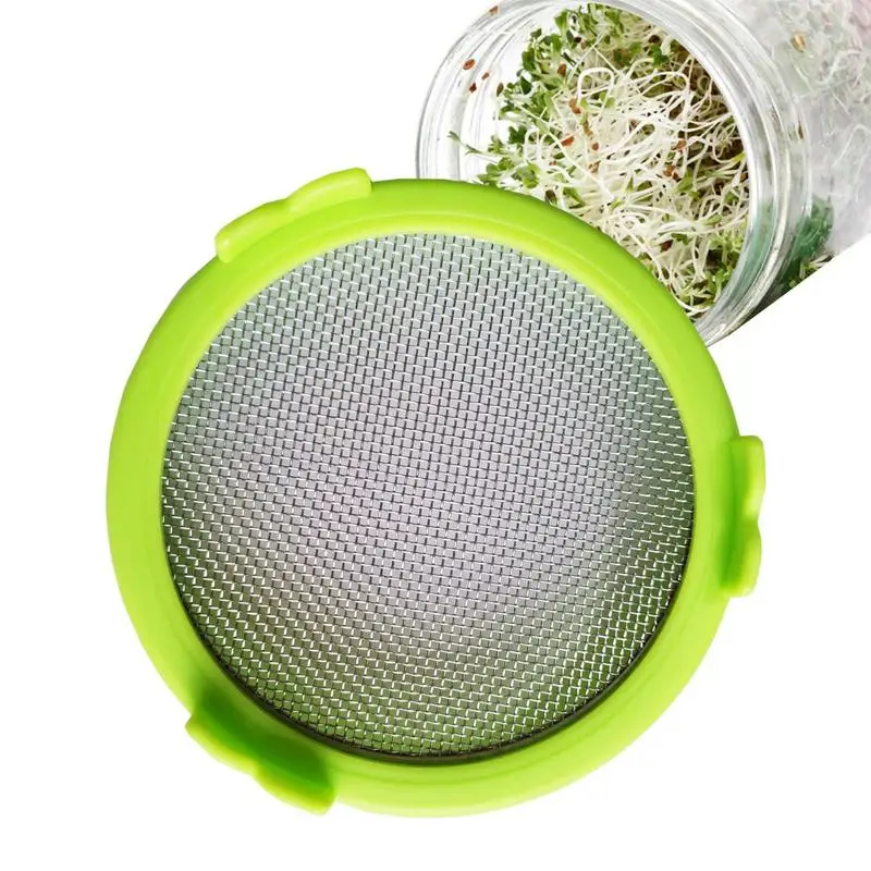 Sprouting Lid Stainless Steel Screen Mesh Cover Wide Mouth Mason Jar Germination Strainer Microgreens Growing Kit