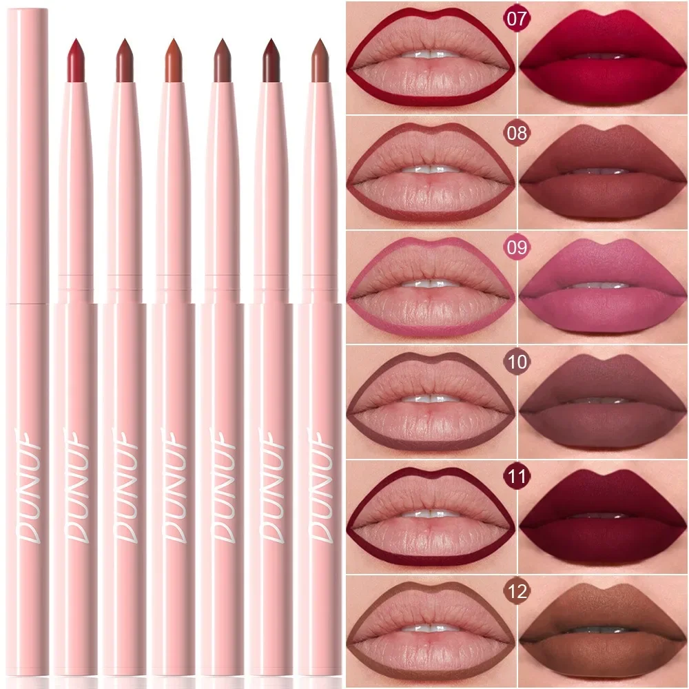 6 قطعة قلم أحمر شفاه مخملي غير لامع عاري بني قلم ت...
