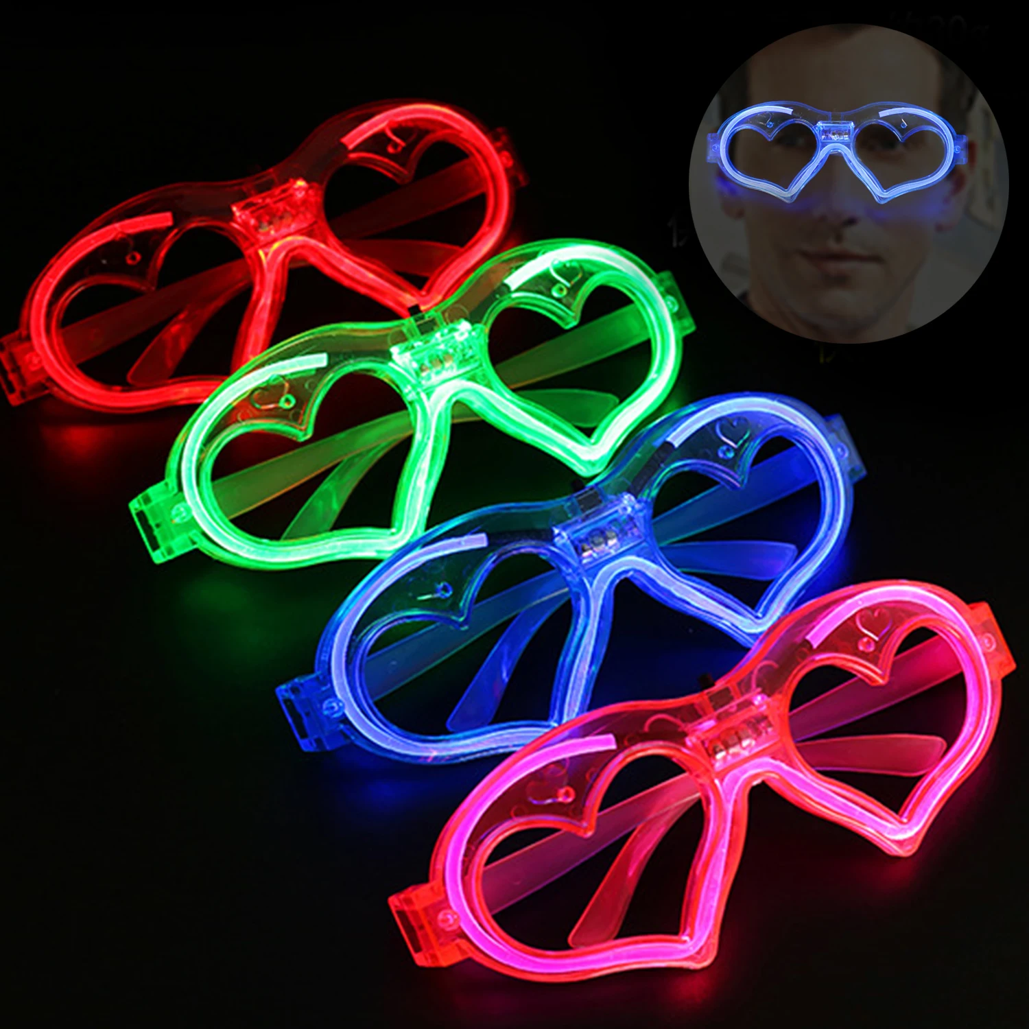 

DIY Luminous Heart Eye Glasses Fluorescent Wear Glow Stick Neon Party Gift Adult Kids Birthday Wedding Bar Accessories