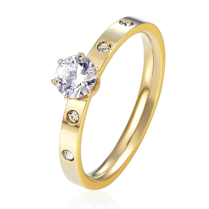 Wedding Ring for Woman Anti Allergy Titanium Steel Cubic Zirconia