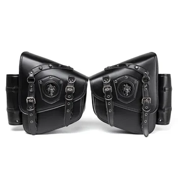 Una coppia di borse da sella stile punk per moto da crociera Borsa laterale per moto resistente Borsa da viaggio per moto Attrezzatura per moto