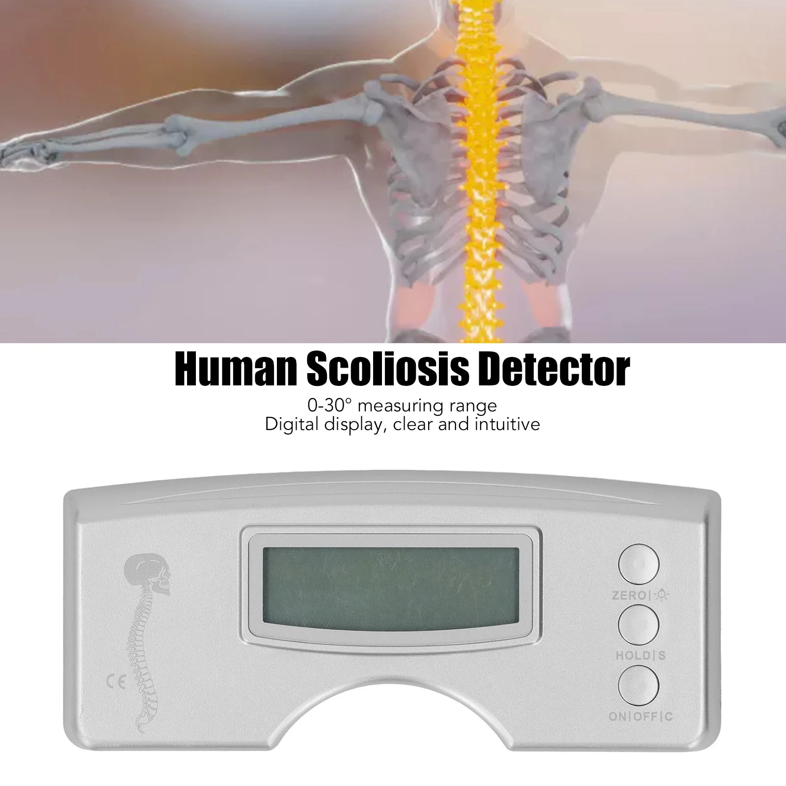 Digital Display Scoliosis Meter Human Spine Electronic Scoliometer Detector 0 to 30 Degree Scoliosis Meter Human