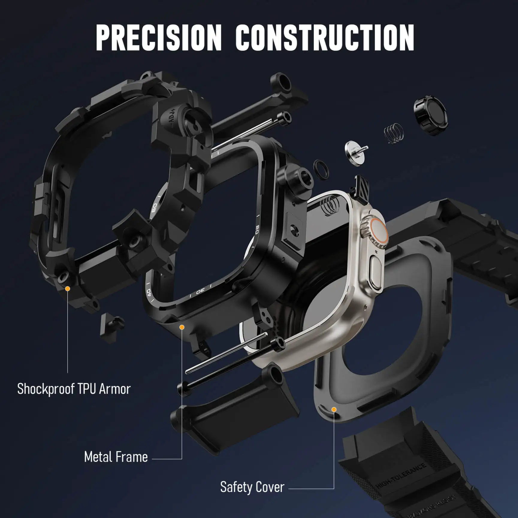 รูปสินค้า เคสและสาย Apple Watch Ultra วัสดุ TPU พร้อมฝาโลหะ