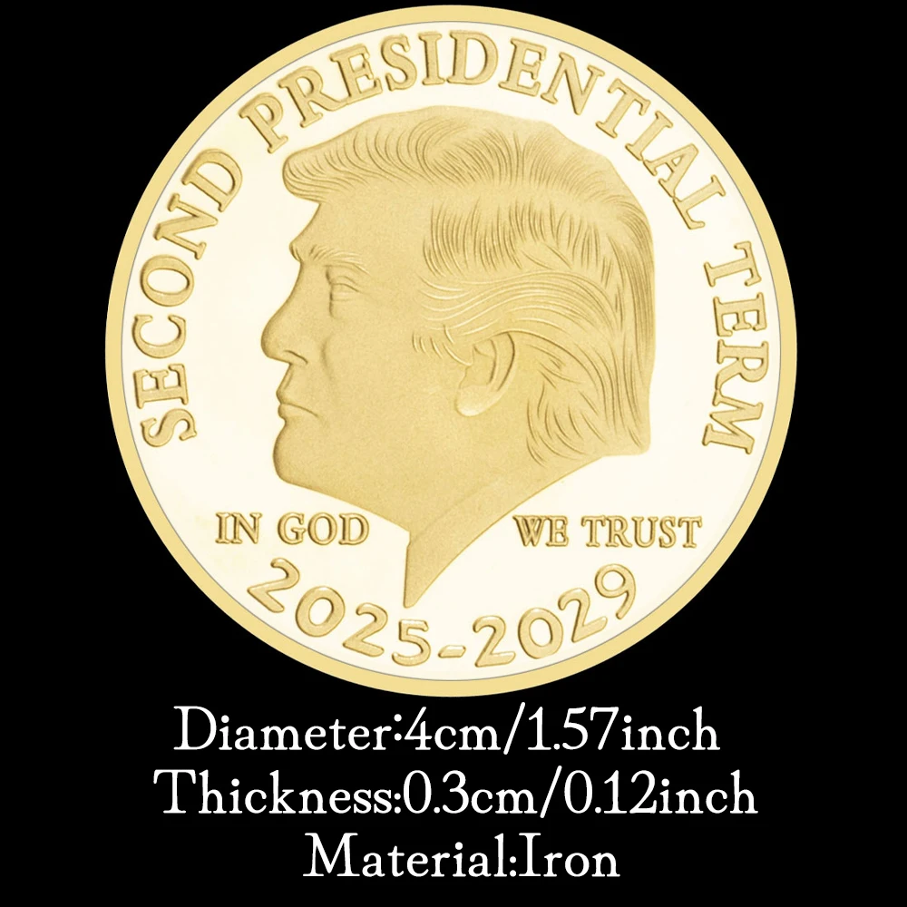 Commemorative Coin Donald Trump Gold Plated Included Case Second Presidential Term-2029