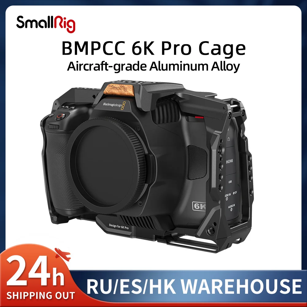 Smallrig Full Dslr Camera Cage Per Bmpcc 6K Pro Blackmagic Pocket Cinema Camera 6K Pro Built-In Nato Rail & Cold Shoe Mount 3270