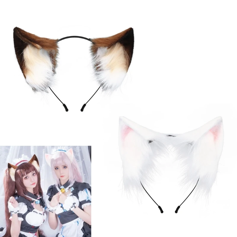 

Carnivals Brown/ White Cat Ear Hair Hoop Woman Headband Makeup Headband for Easter Halloween Cosplay Hair Accessories