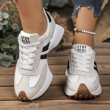 Fashionable New Style Elegant Lace Up Casual Shoes Women Spring/Autumn Round Toe Thick Sole Anti Slip Comfortable Sports Shoes 1