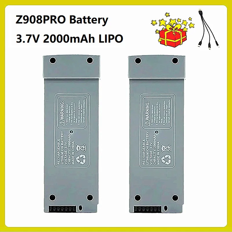 Z908 Pro Mini Drone Original Spare Part 3.7V 2000mAh Battery / USB Charger Cable KF610 Drone Battery