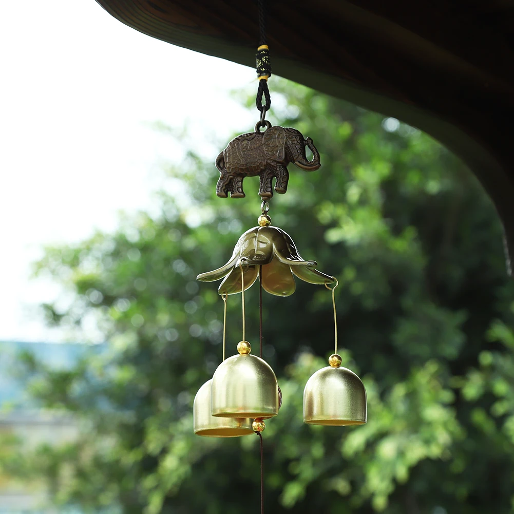 Antique Metal Wind Chime Copper Pendant Door Decoration Bell Feng Shui Pendant Town House Chinese Oriental Lucky Shop Doorbell