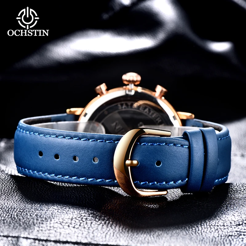 OCHSTIN Pilot Series Multi-functional Quartz Watch With Hard Pot Lid Glass Non-slip Crown Life Waterproof Mens Quartz Watch