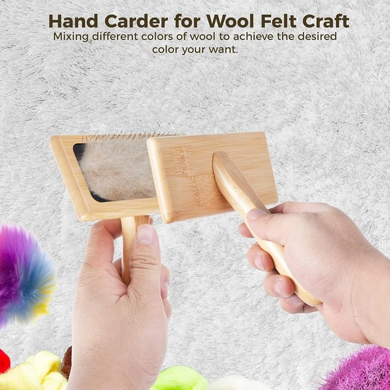 Wool Carders 2 PCS Wool Carders 6.1Inchx4.8Inch for Wool Craft Wool Felt Mixing Tool