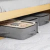 Large Capacity Clothing Storage Bag, Clothing Organizer, Bedroom Wardrobe Closet Bag, Portable Handles, Collapsible, Gray 2