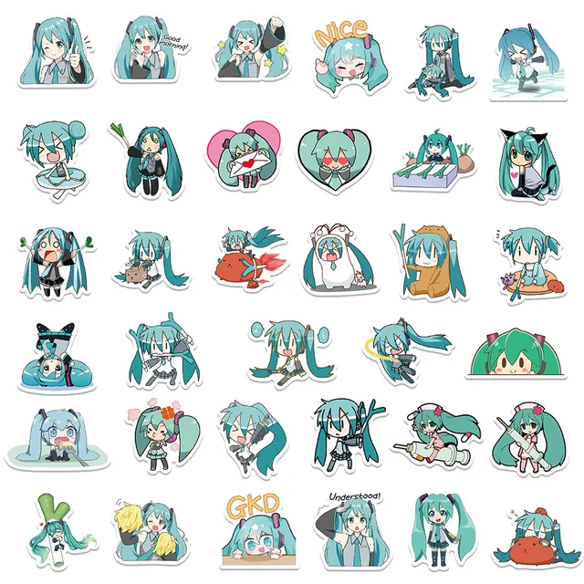 10/65Pcs Kawaii Chibi Hatsune Miku Stickers Pack Anime Luggage Decal Laptop  Suitcase Skateboard Phone Fridge Waterproof Stickers - AliExpress