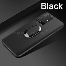 Multi - Color Finger Ring Soft Silicon Phone Case - Blue, Red, Black for Cubot Note 50 (Black)