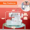 Serger Sewing Machine By American Home, Portable Stitching Machine Easy To Follow 4/3/2 Serger Thread With Differential Feed 3