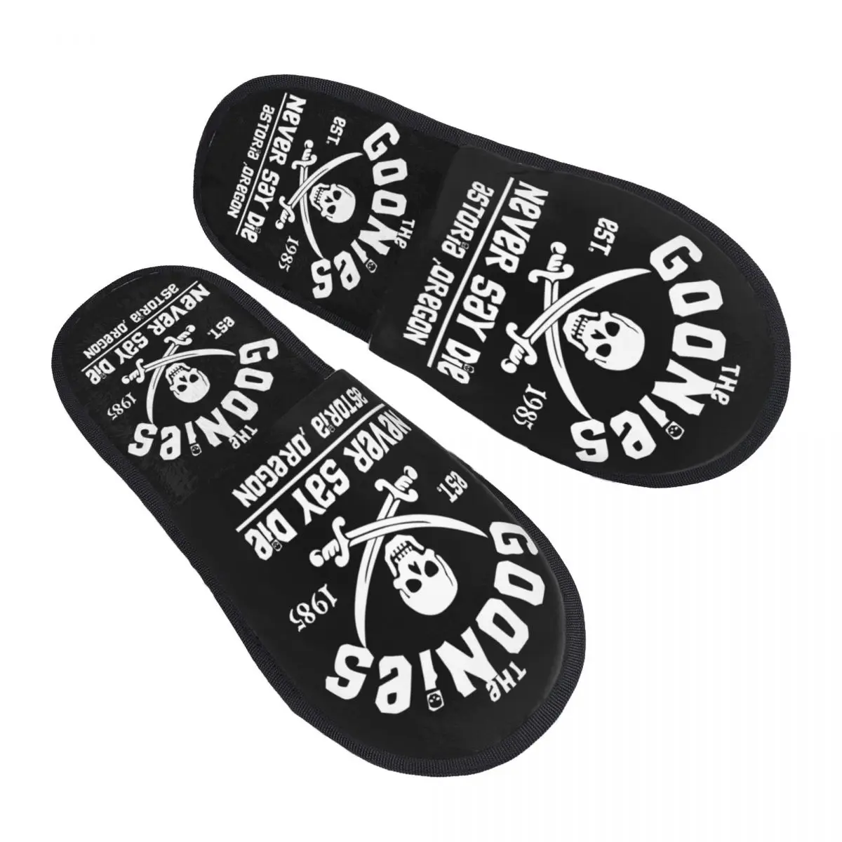 

The Goonies Vintage Guest Slippers for Hotel Women Custom Print Never Say Die Skull Logo House Slipper