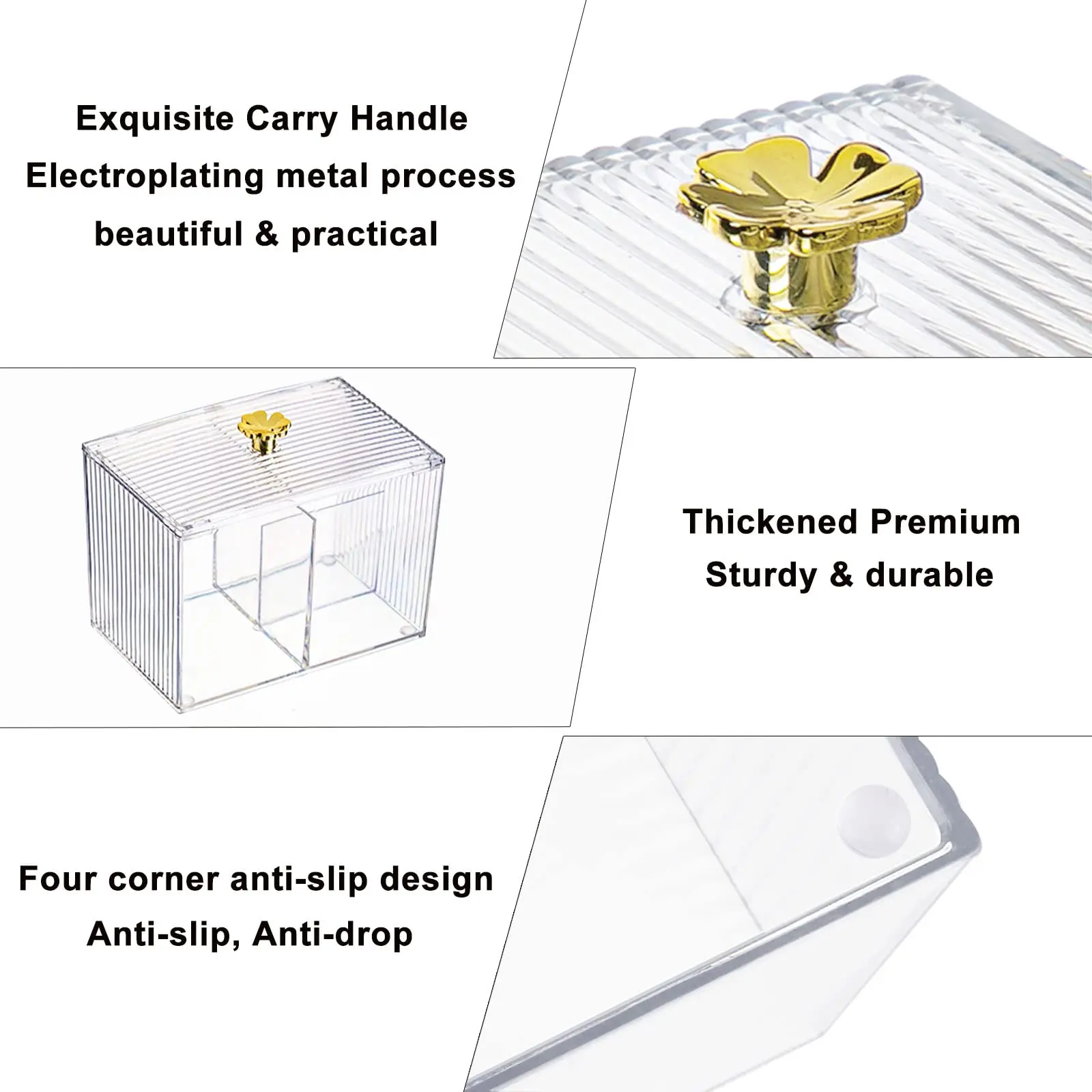 Qtip Holder Dispenser  Clear Bathroom Organizer Jar  Swab/Pad/Ball Holder Container Cosmetics Storage Boxes for Vanity 4