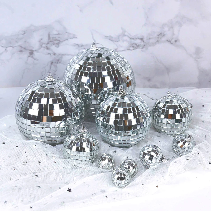 Bolas De Pejo De Discoteca Plateadas De 2-12cm, Bolas De Navidad Colgant, Bola De Discoteca Reflectante Brillante Para árbol De Navidad - AliExprs
