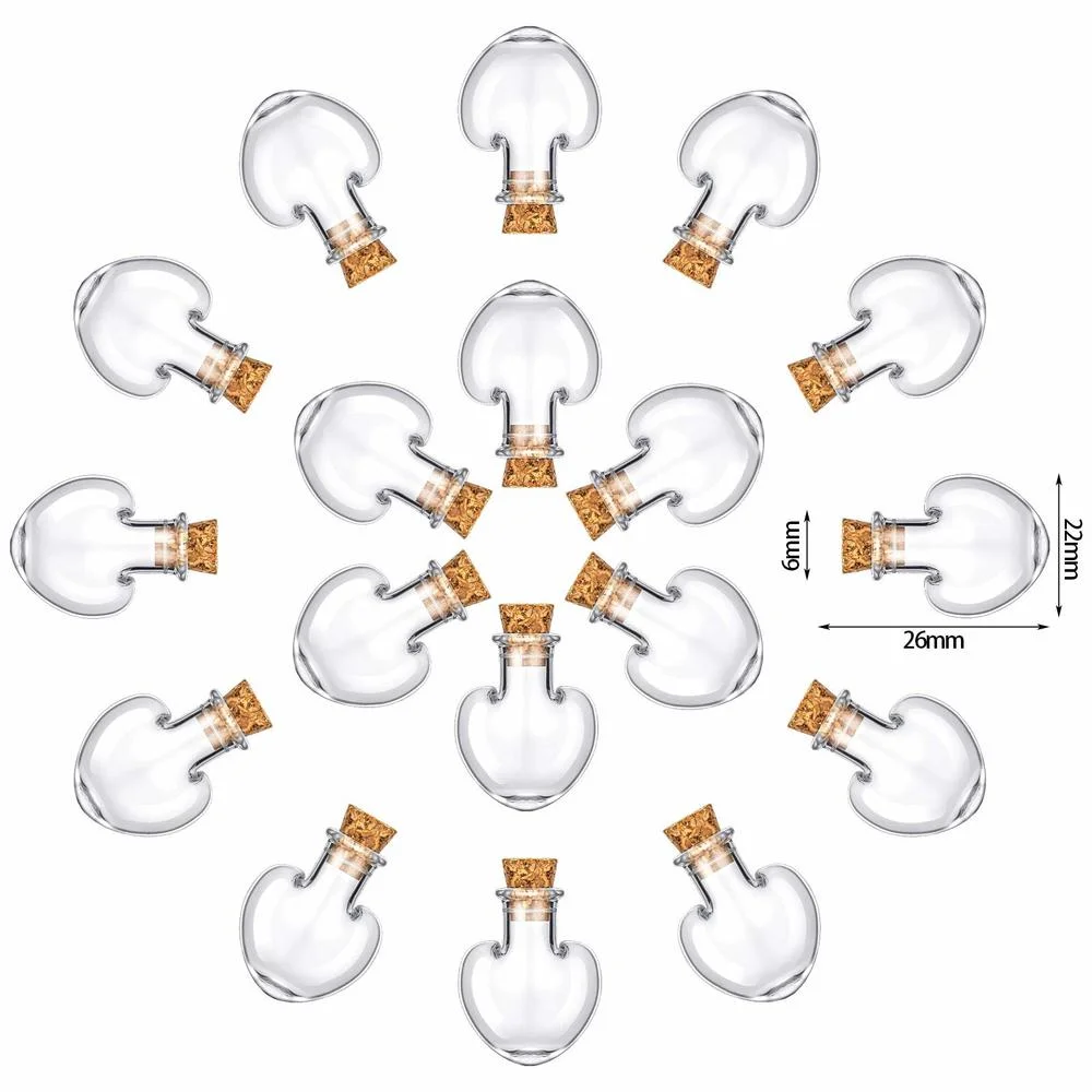 Glass Bottles Mini Glass Bottles 10pcs 22x26mm Glass Bottles Heart Shape Clear Drifting Bottles with Cork Stoppers Wedding Party Supplies