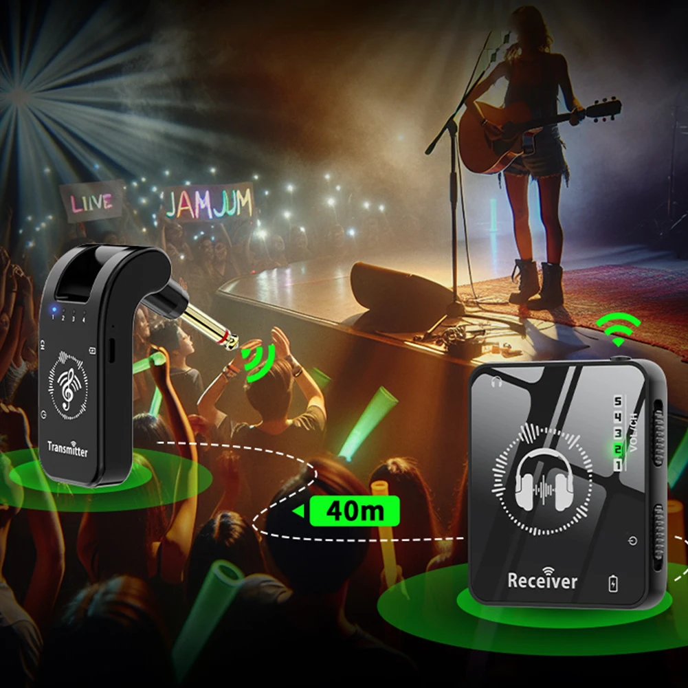Wireless In-Ear Monitor System Rechargeable Transmitter Receiver 40M Transmission Studio Band Rehearsal Live Performance wireless in ear monitor