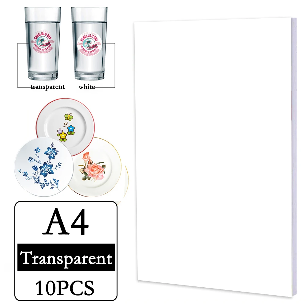 A4 10/20 قطعة من ورق نقل مائي بالليزر أبيض وشفاف ل...