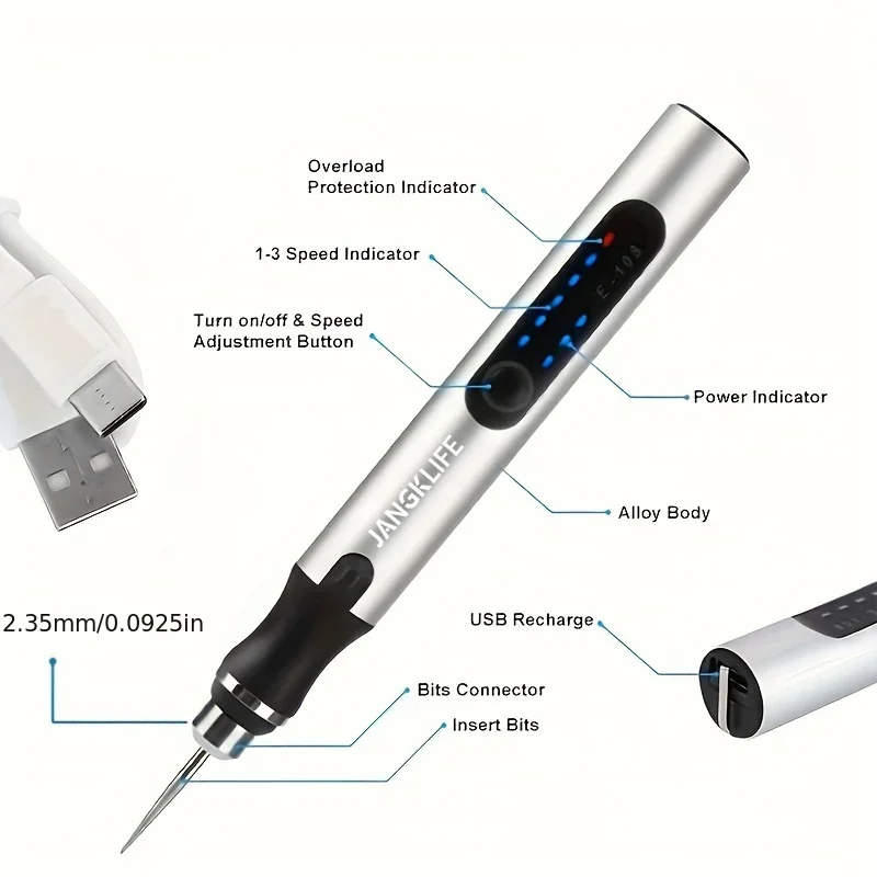 Rotary Tool Kit USB Cordless For Woodworking Engraving Jewelry Metal Glass Mini Wireless Drill