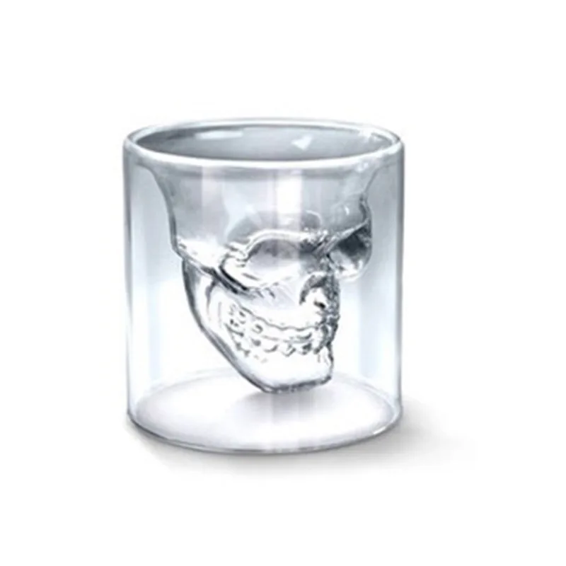 

Wine Glasses Big 250ml Creative Skull Wine Cup Glass Crystal Skull Beer Cup Personality Bar Double Layer Transparent Glass