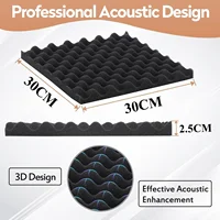 12PCS Self-Adhesive Soundproofผนังแผงอะคูสติกโฟมกระเบื้องลดเสียงรบกวนHome Studioห้องนอนSound Deadening Stick 6