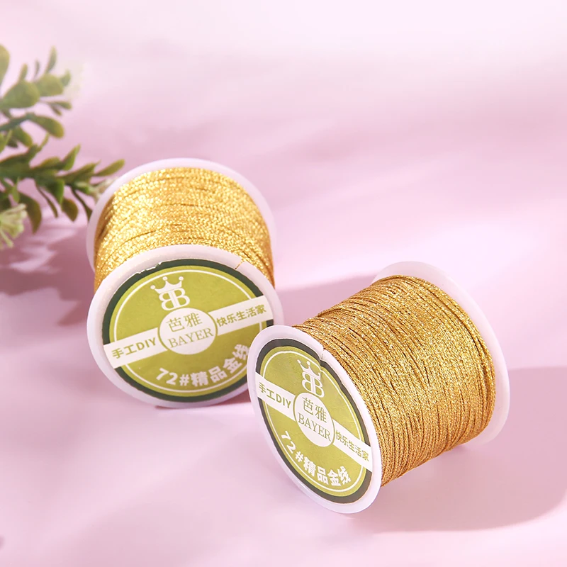 

One Roll 0.8/1mm Gold Nylon Thread Chinese Knot Macrame Cord Bracelets Braided String For DIY Tassels Beading Shamballa String