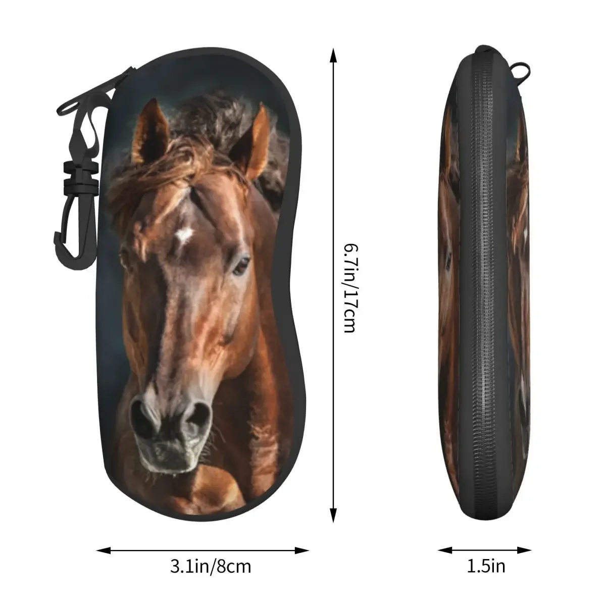 Glasses Case Eyewear Case Cover Protective for Men Women Sunglasses Red Horse With Long Mane Portrait Eyeglasses Glasses Box
