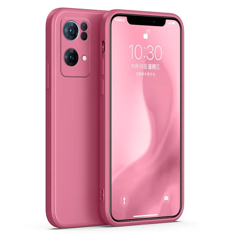 Für OPPO Reno7 Pro 5G SE, einfarbig, gerade Kante, flüssiges Silikon, feines Loch, All-Inclusive-Objektivschutz, Co_voghion.com