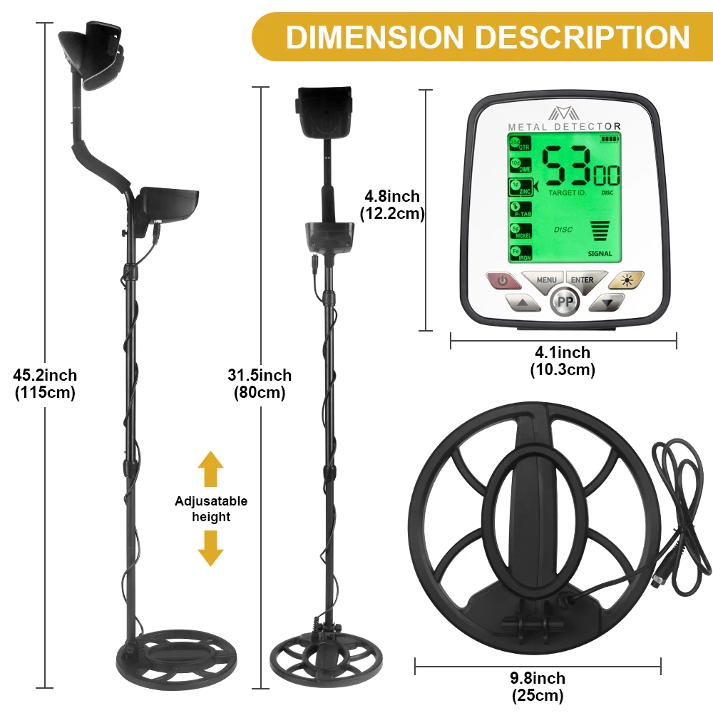 Newest Metal Detector MD 5032 Metal Detecting Pinpoint Waterproof Search Coil High Performance Underground Treasure Hunter