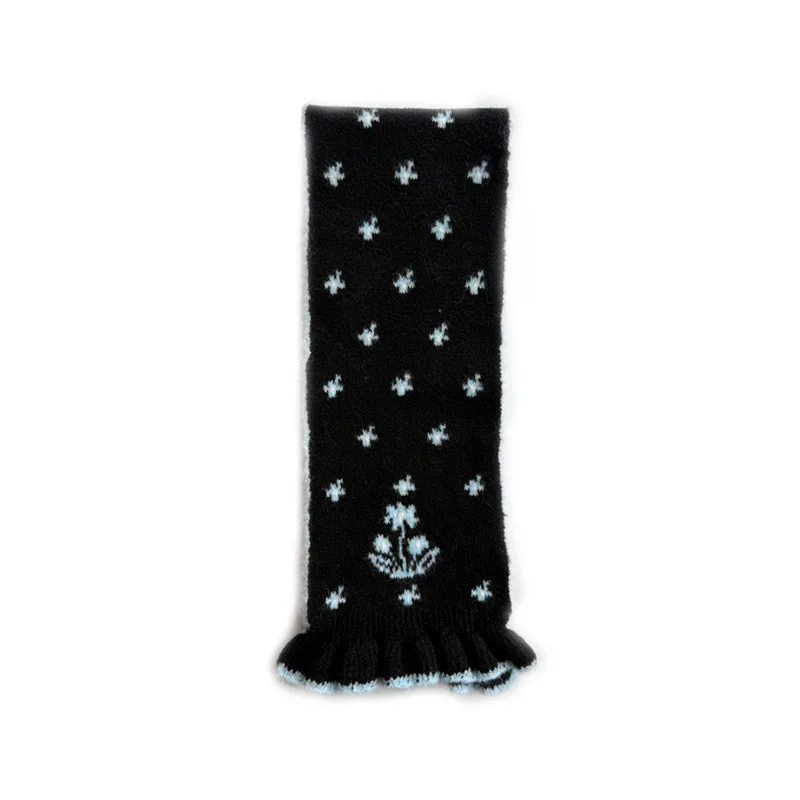 Women's Scarves Korean Cartoon Deer Floral Kawaii Sweet Versatile Cute Scarfs Thicked Warm High-quality Cashmere Knitted Scarfs - 5