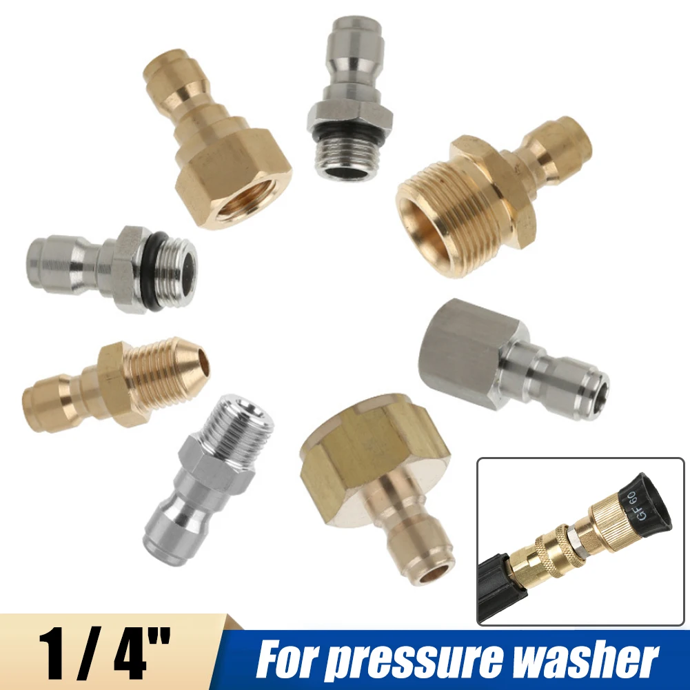 PressureWasherAdapterBrassConnectorKit14QuickDisconnectM14