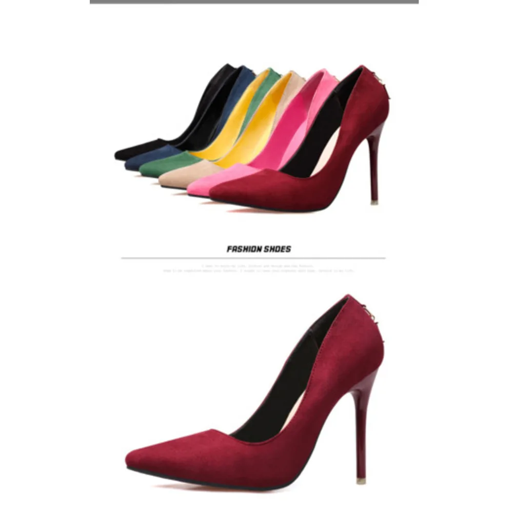 8915-2 # Modische und minimalistische schlanke Damen-Singles aus Wildleder mit hohem Absatz und flachem Mund und spitzer D-förmiger Schnalle_voghion.com