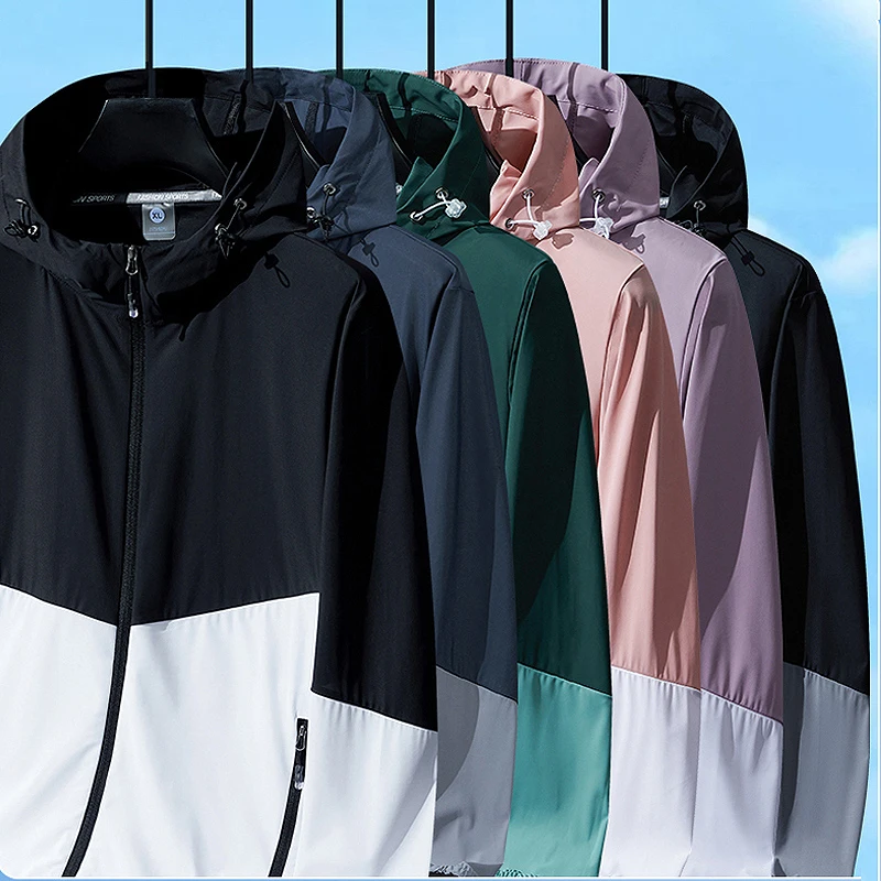 Hot Outdoor Windbreaker Men High Elasticity Sun Protection Hiking Jacket Climbing Camping Soft Summer Coat Quick Dry Jackets
