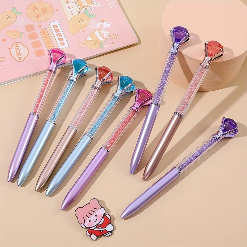 Ballpoint Pen 4pcs Large Crystal Diamond Gel Pens Christmas Gift Shiny Black Ink Pens for School Office Accessories