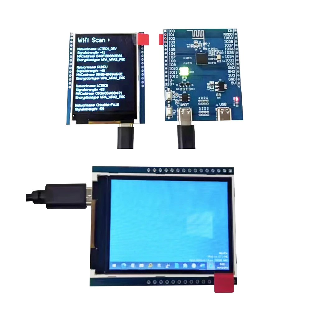 2,4 дюймовый телефон, полноцветный 240*320 SPI полноцветный TFT ЖК-дисплей,  модуль, беспроводная плата разработки Wi-Fi ST7789 Dual Type-C