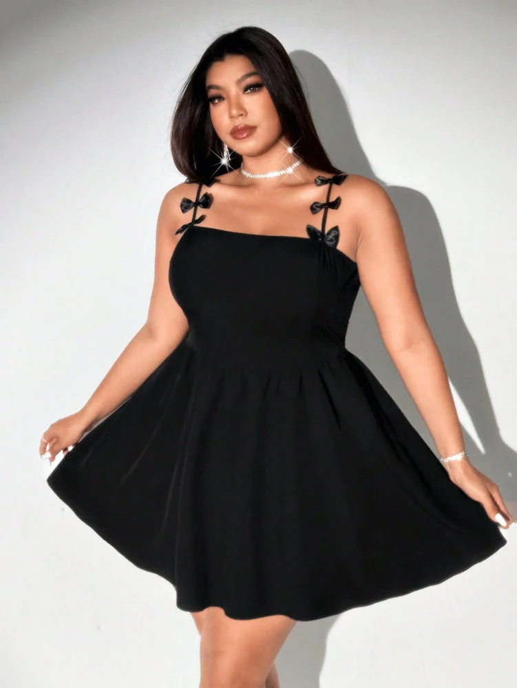 Plus Size Suspenders Sexy Bowknot Party Dinner Dresses Dresses Pure Color Casual Elegant Evening Party Party Dinner 3