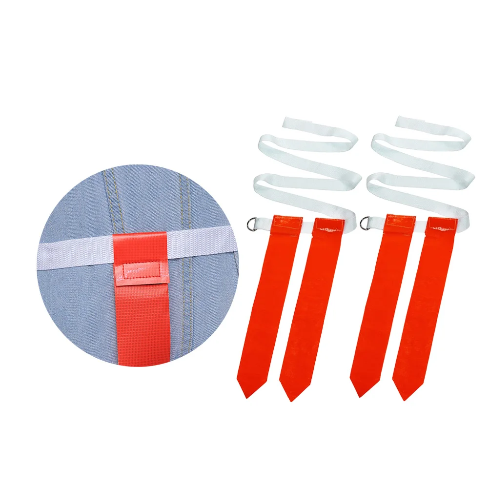 4Pcs American Football Waist Belt Flag Type Nylon Rugby Training Ribbon Game Streamer Set with Red Flags for Children view 6