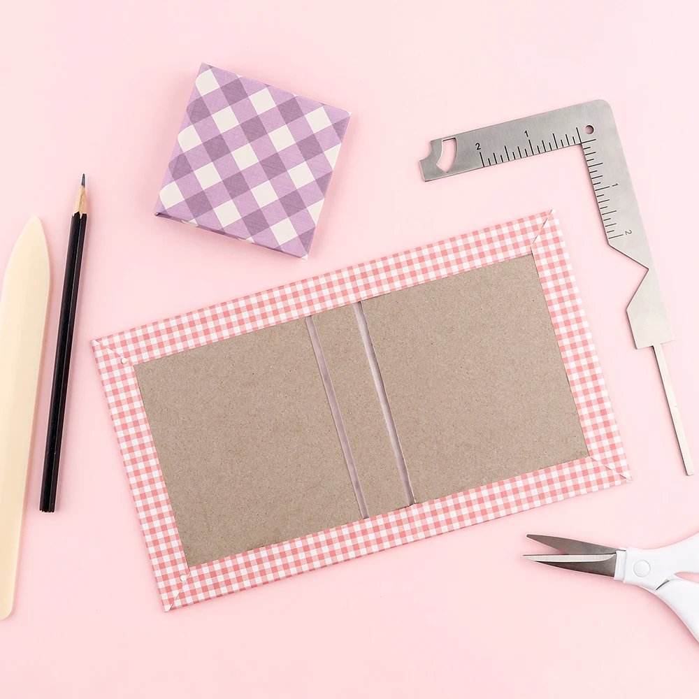 5-in-1 Book Cover Guide Stainless Steel Metal Bookbinding Cover Tool for Scribe Marking Album Notebook Scrapbooking Gauge Ruler bookbinding tool