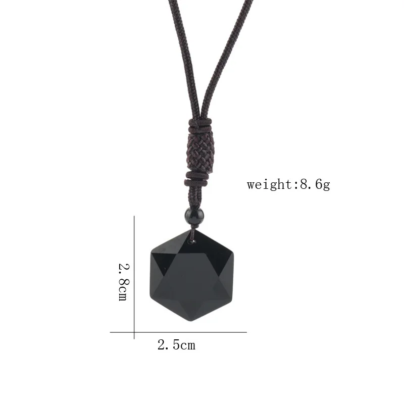 Necklace Pendant Anime Necklace Game Necklace Spirit Pendulum Energy Stone Obsidian Six Star Necklace Men and Women Sweater Chain Necklace