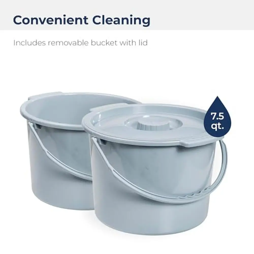 Portable Folding Bedside Commode Chair 350lb Capacity 3-in-1 Toilet Safety Frame Bucket Included Easy Assemble Steel Grey 6