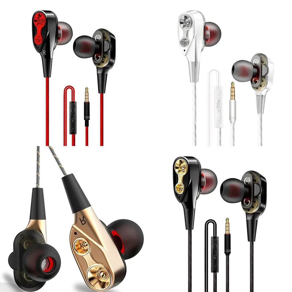

New In-Ear Double-Motion Sports Headphones Metal Subwoofer Wire Headset Mobile Phone Computer Universal Headphones Fast shipping