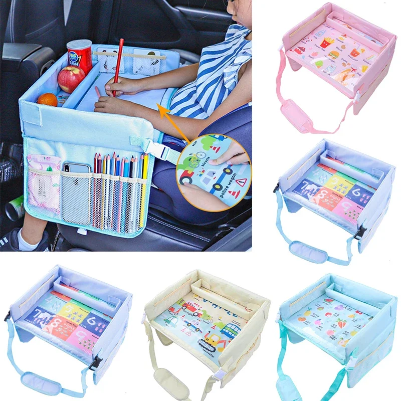 Car Seat Travel Tray Safety Seat Play Table Organizer Storage Snacks