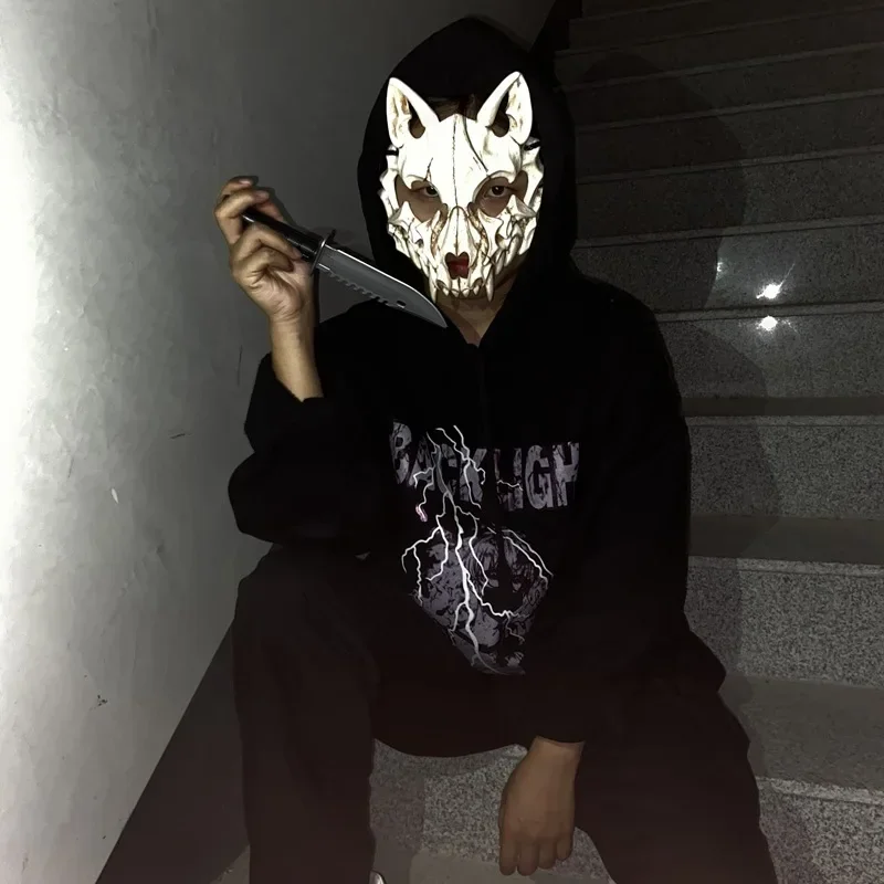 Halloween Party Skull Mask Long Teeth Demon Skeleton Half Face Mask Wolf Mask Cosplay Halloween Costume Props mask terror