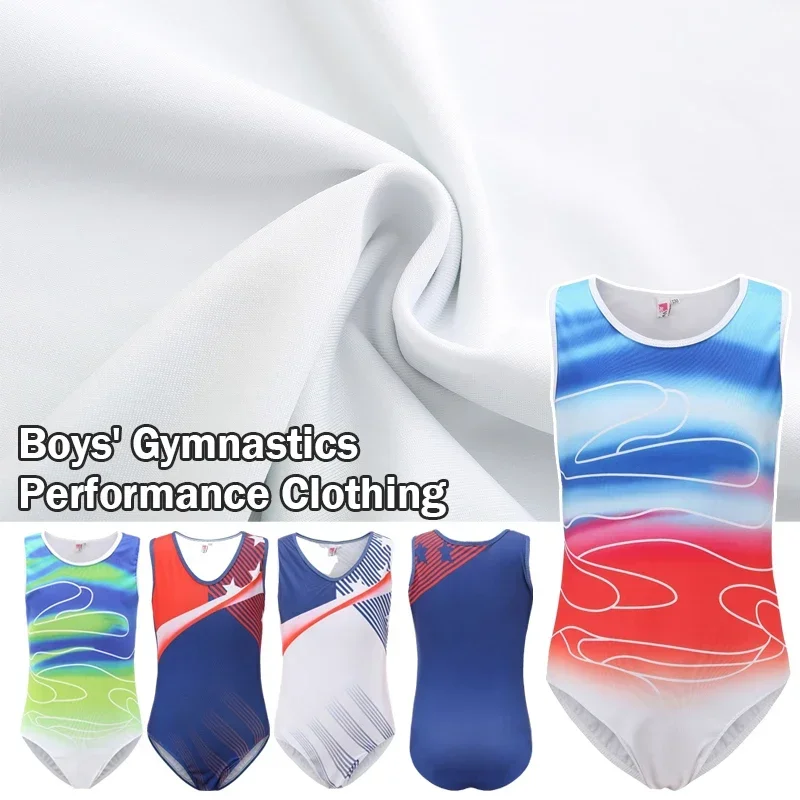 

Teens Gymnastics Jumpsuit Kids Boys Ballet Dance Leotard Sleeveless Bodysuit Set Practice Suit Performance Dance Costume