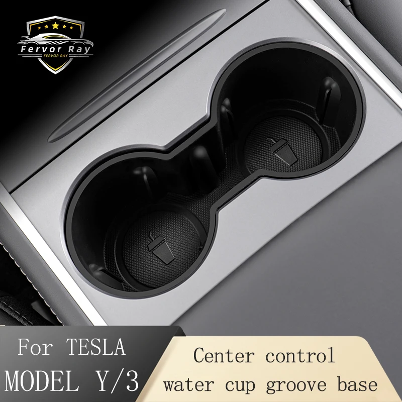 

for Tesla Model 3 Water Cup Holder for Tesla Model Y 2021-2023 Car Accessories Center Console Organizer TPE Insert Storage Box