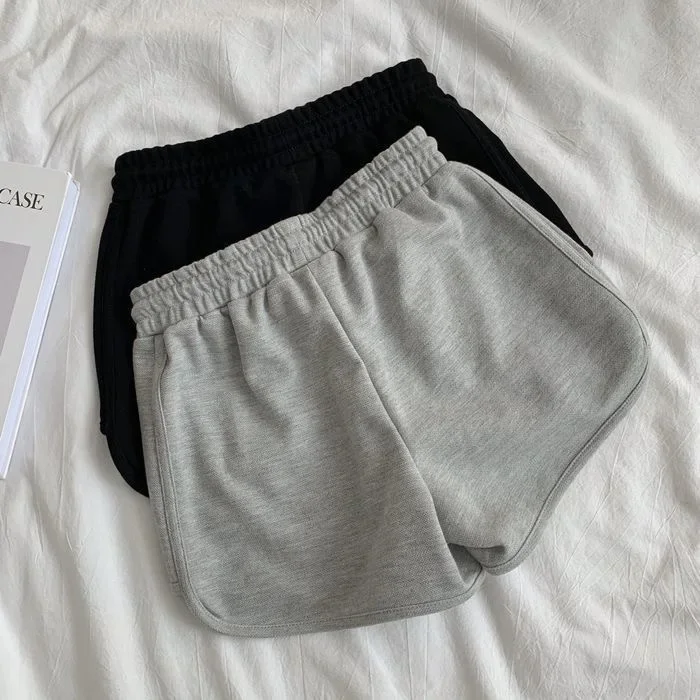 여성 하이웨이스트 루즈핏 레깅스, 한국 스타일 반바지, 캐주얼 스웻팬츠 홈 레깅스, 겉옷 러닝 팬츠, 히트 팬츠, 여름