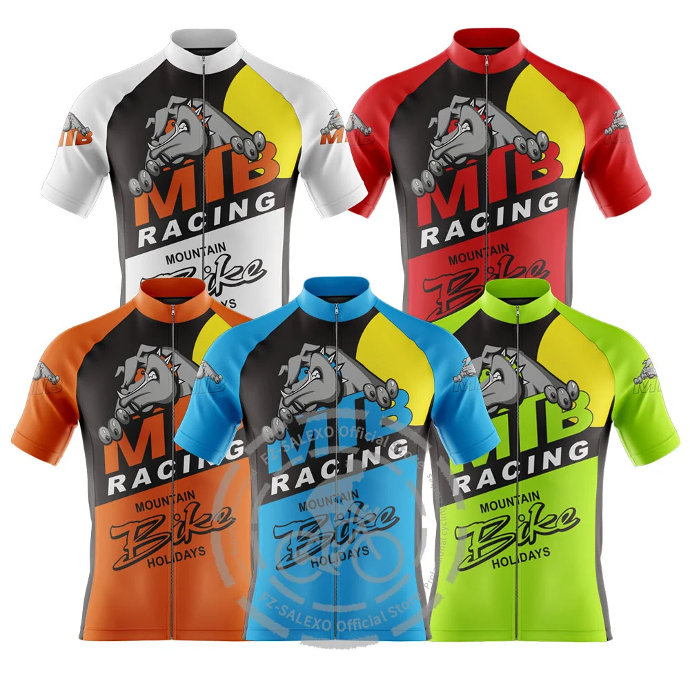 Men Cartoon Dog Cycling Jersey Summer Short Sleeve Bike Shirts MTB Cycling Clothing Ropa Maillot Ciclismo Racing Bicycle Clothes